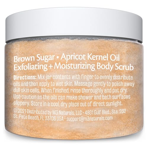 M3 Naturals exfoliante de azúcar moreno para pies, exfoliación suave y pies suaves