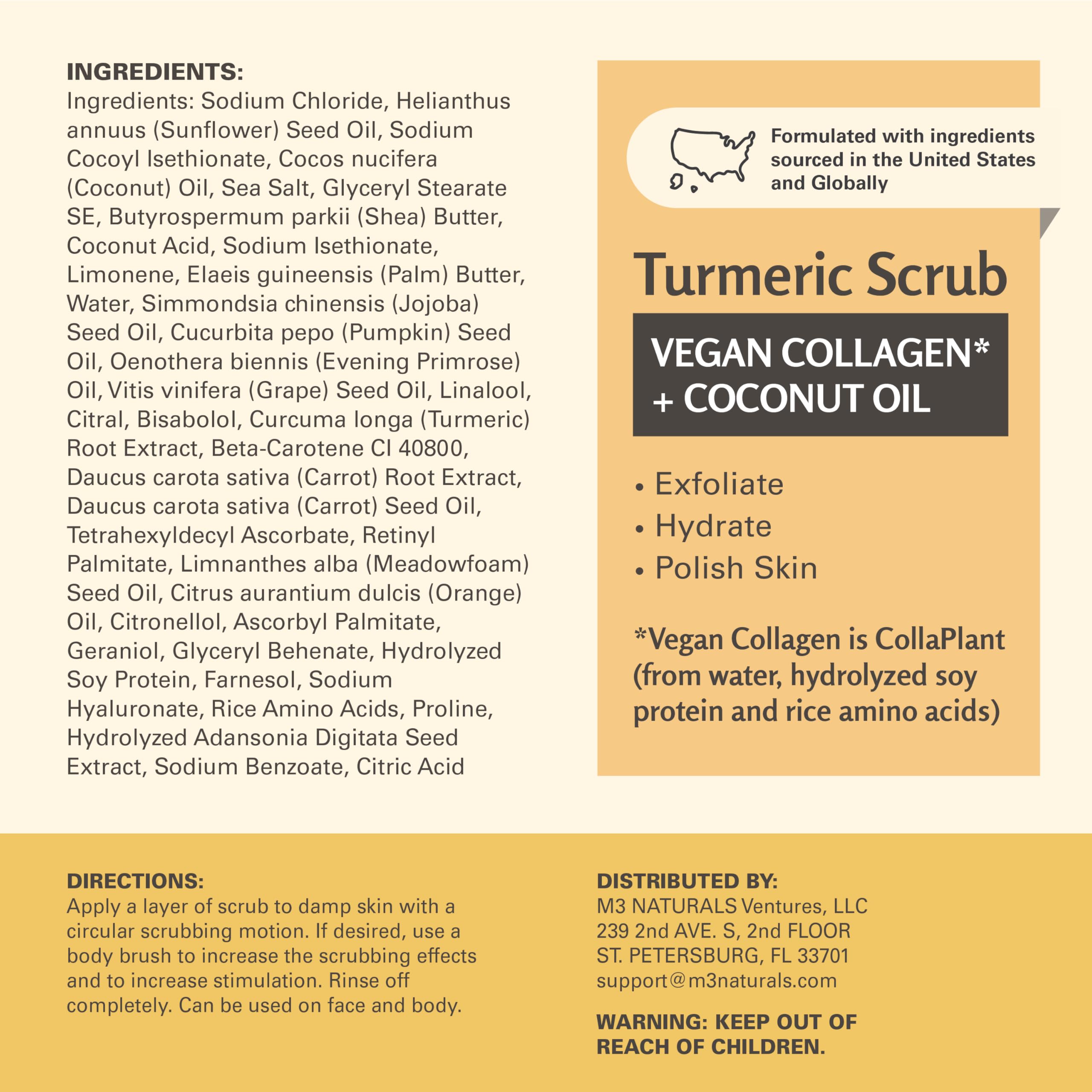M3 Naturals Exfoliante Curcuma Cuidado en casa para piel renovada.