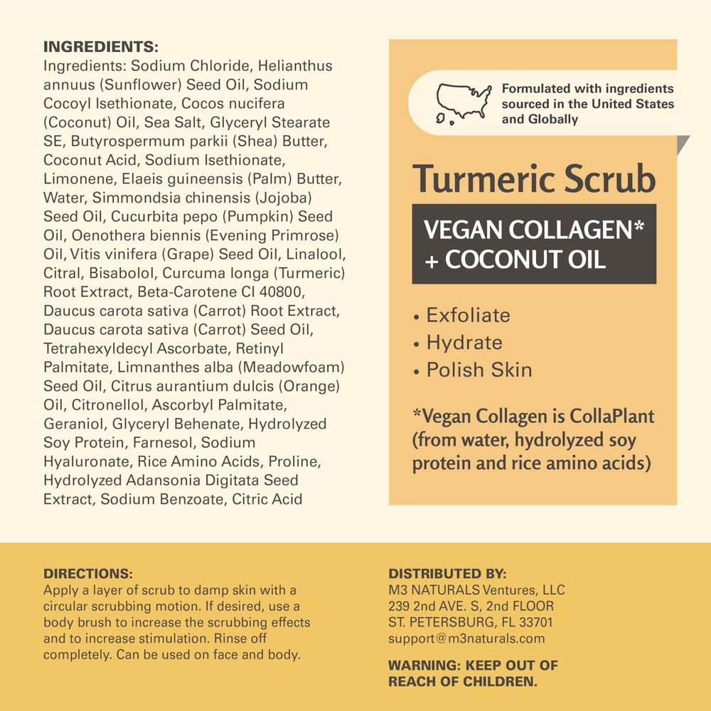 M3 Naturals Exfoliante Curcuma Cuidado en casa para piel renovada.