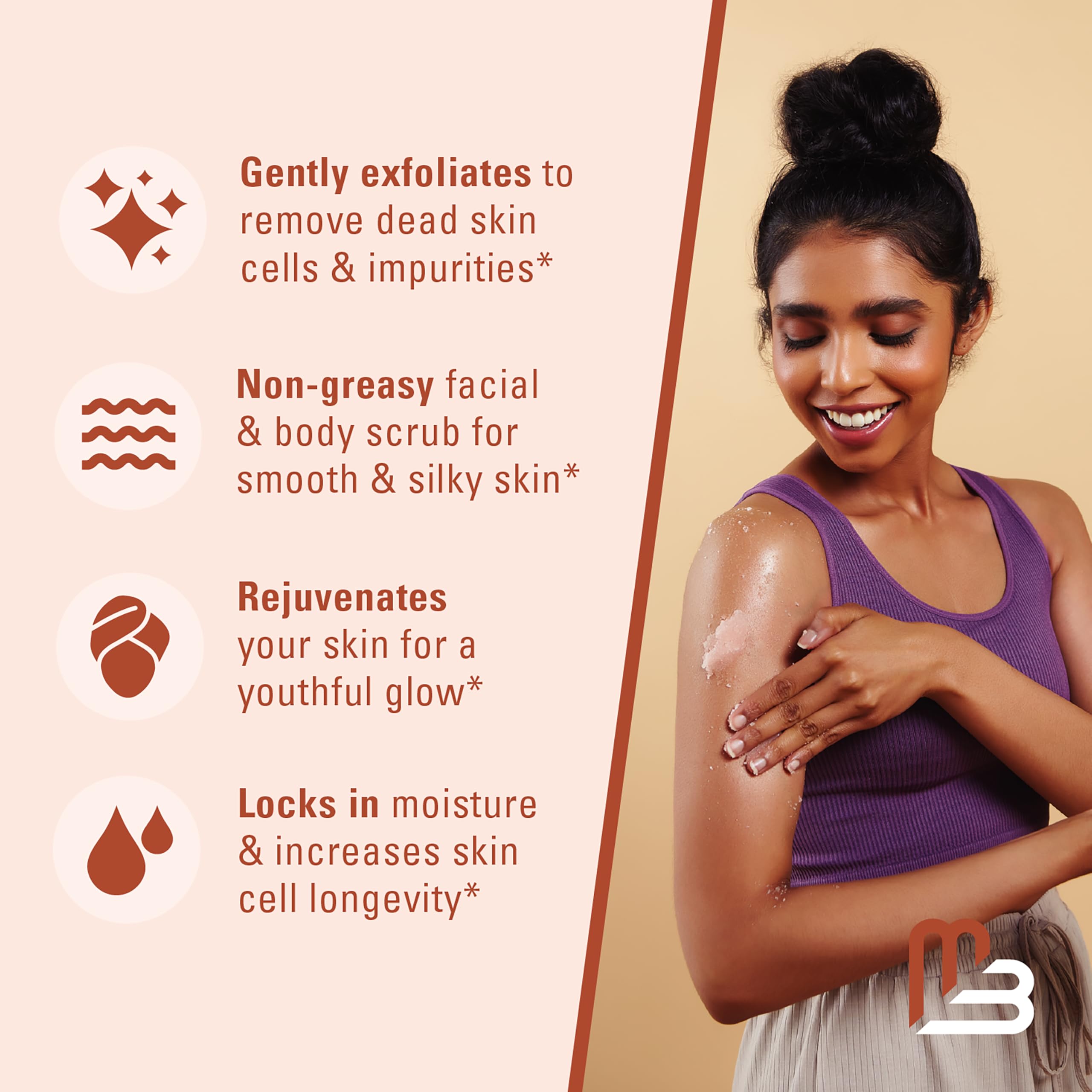 M3 Naturals Himalayan Salt Scrub manos-exfoliante para hidratación suave
