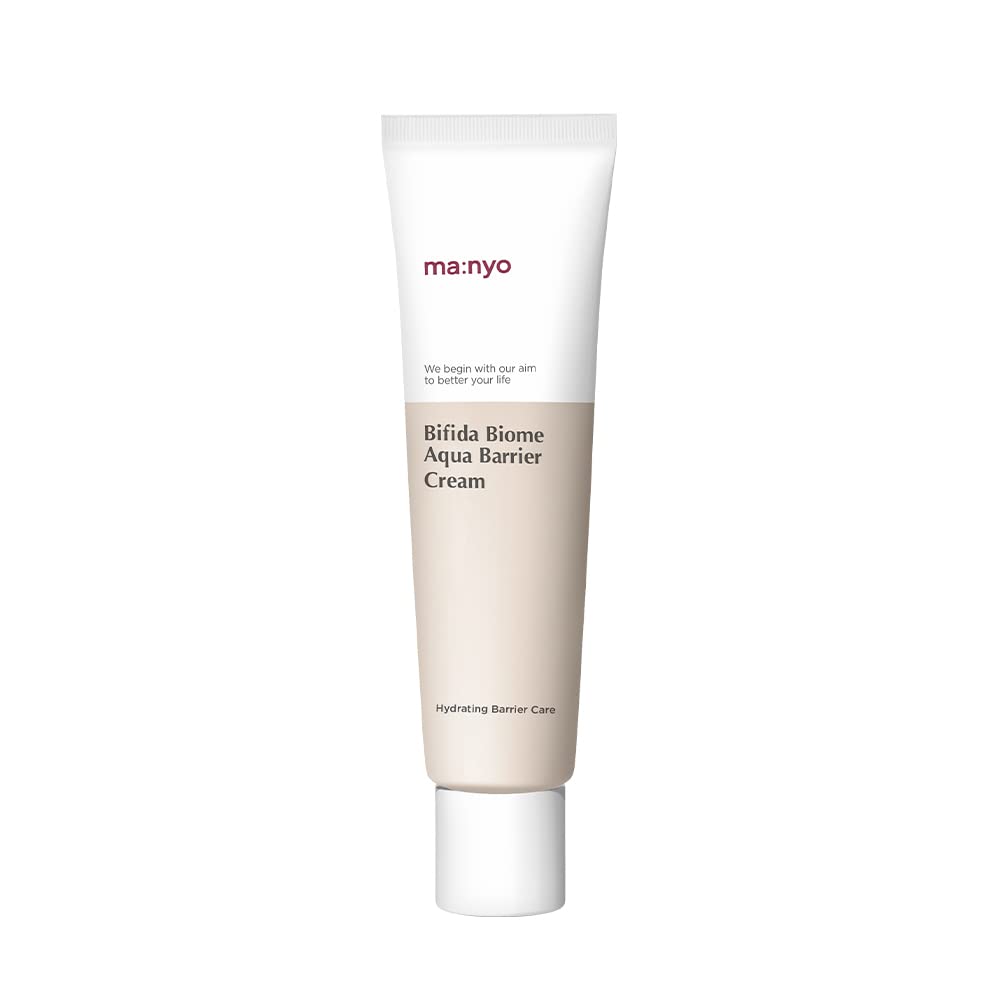 Ma:nyo Bifida Biome Aqua Barrier Cream texture for hydrated skin.