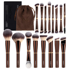 MAANGE 18-piece brush set with aluminum handle for precise makeup.