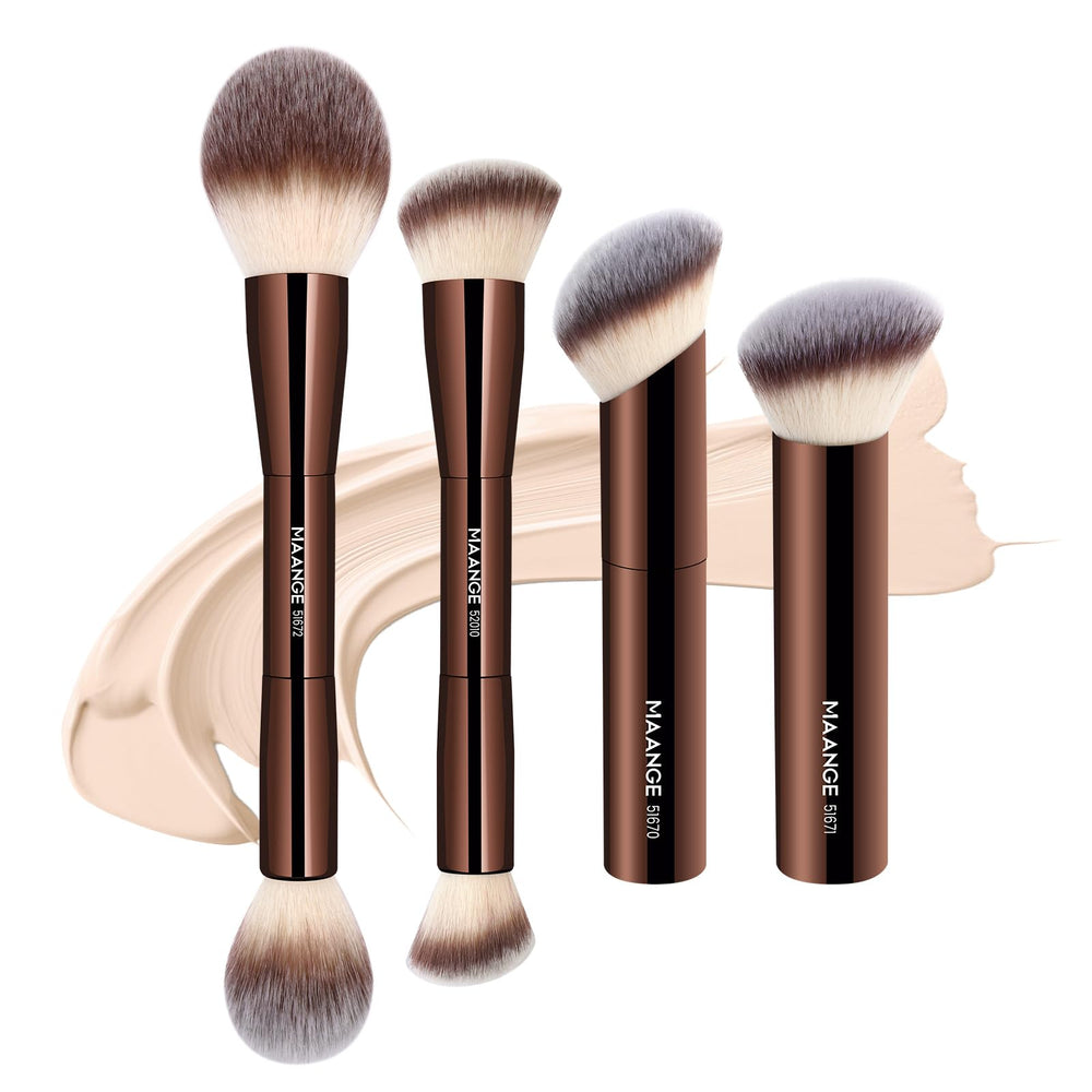 MAANGE 4-piece foundation brush set with duo-ended heads for versatile application.
