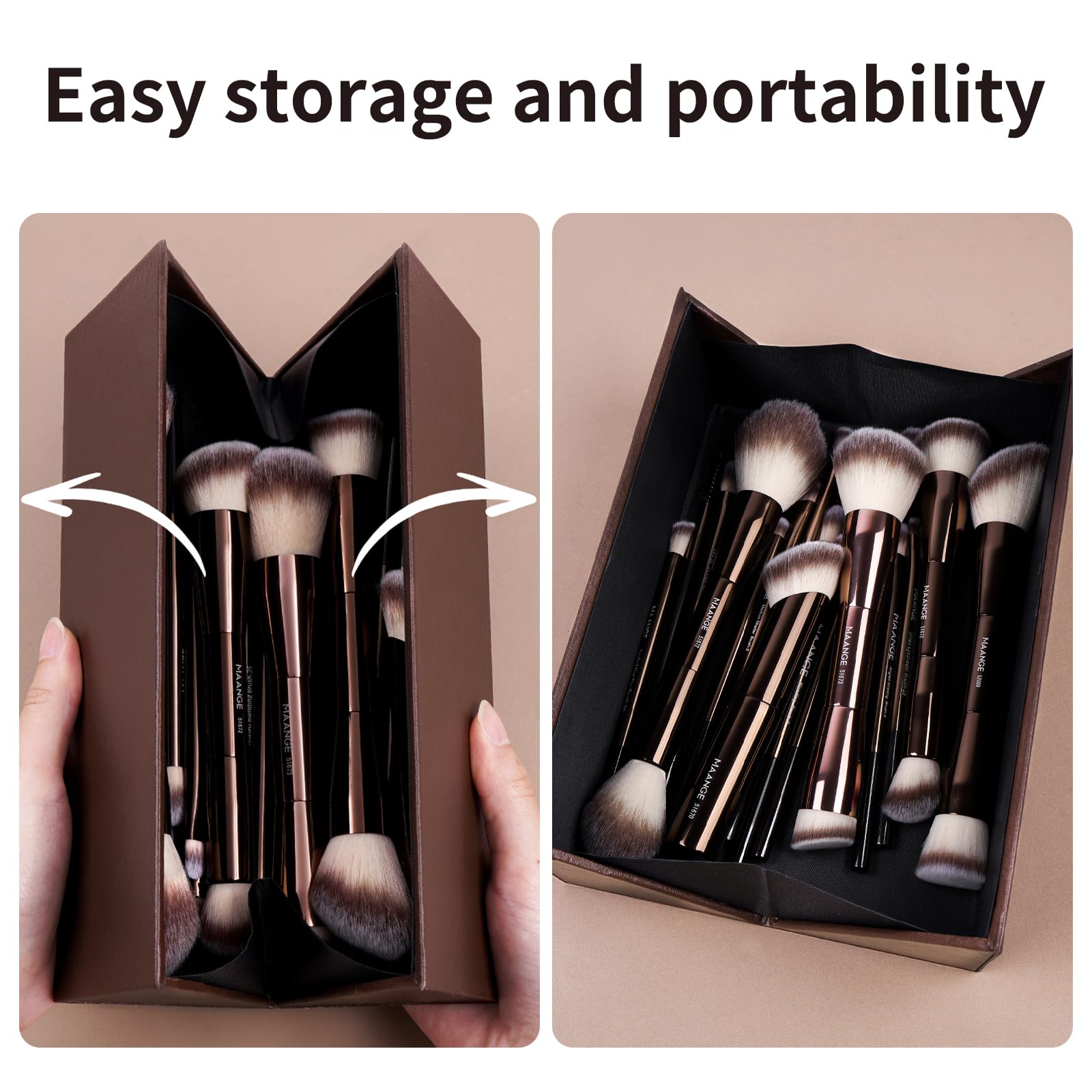 MAANGE blush brush with fluffy tip for natural-looking color payoff.
