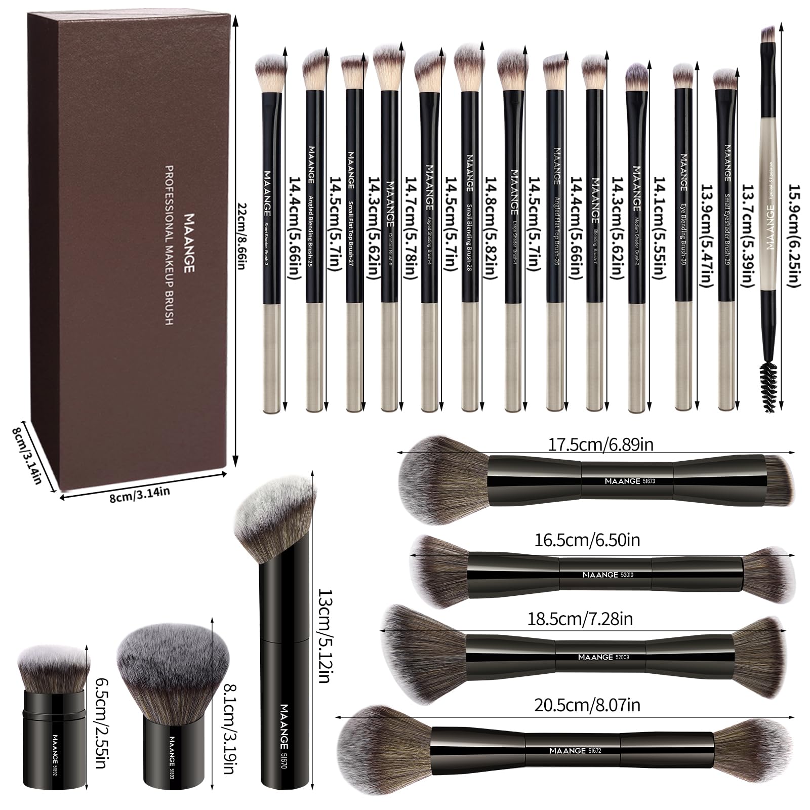 MAANGE bristles close-up show soft synthetic fibers for comfortable application.
