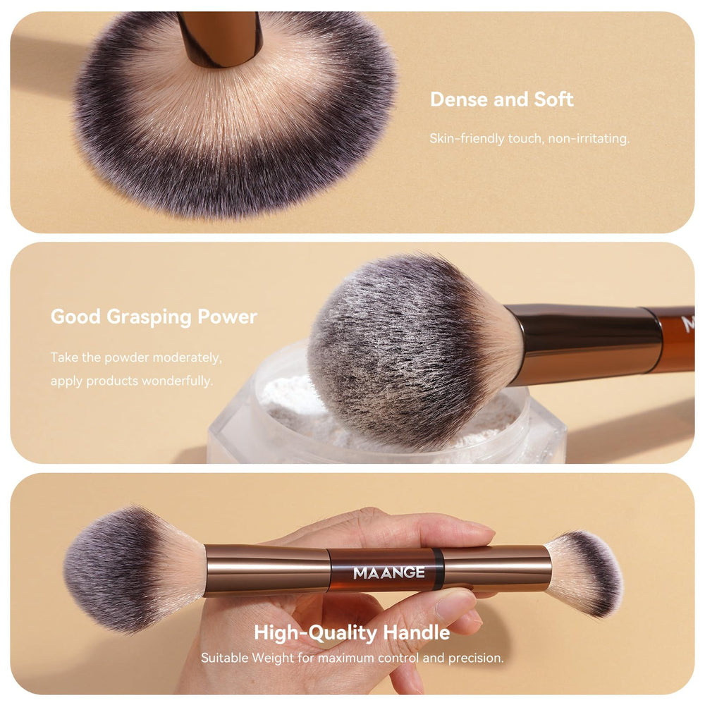 Soft, dense synthetic bristles deliver gentle, streak-free makeup application
