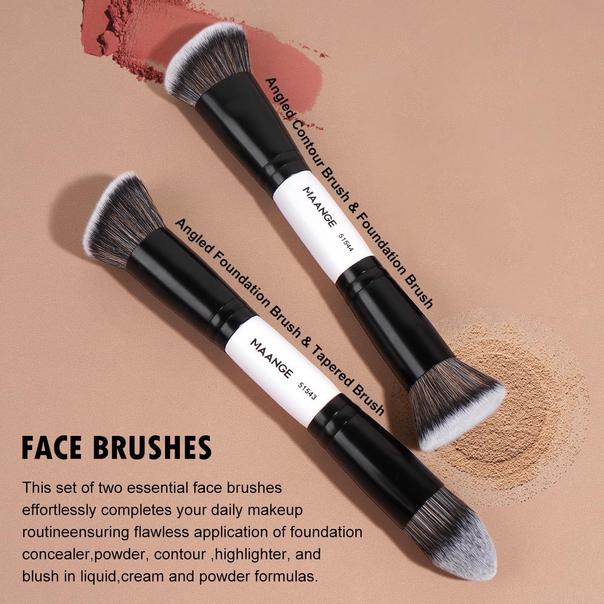 MAANGE contour blush dual-ended brush head creates sculpted dimension