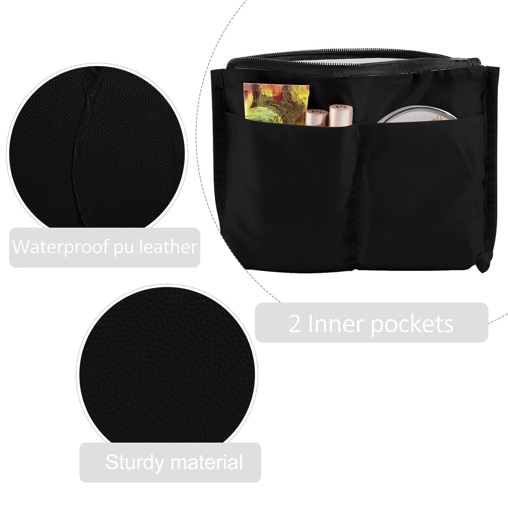 MAANGE cosmetic bag dimensions in black, compact 8.66 by 2.36 by 5.5 inches.