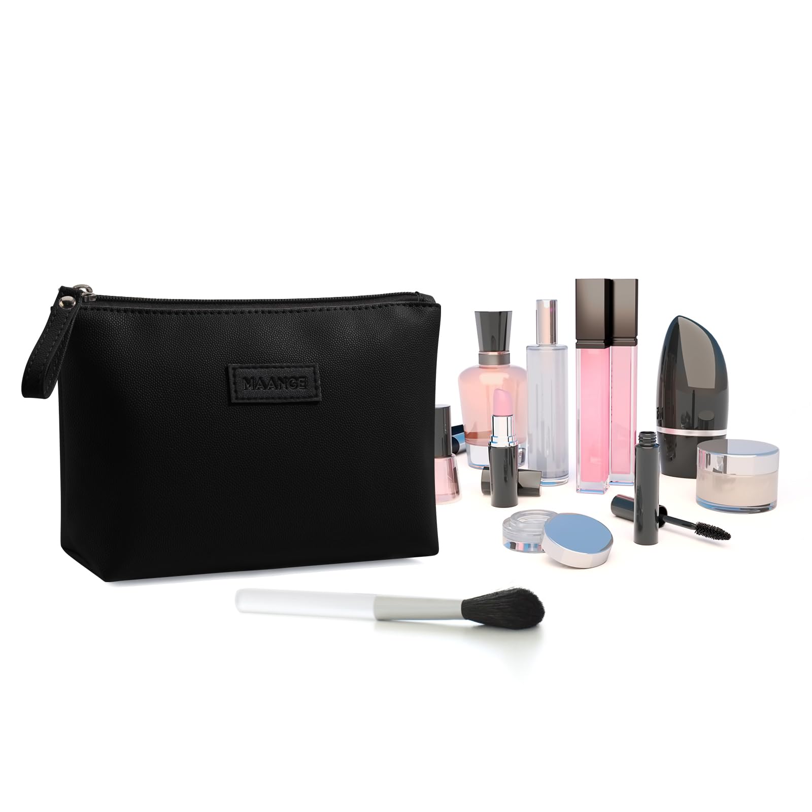 MAANGE cosmetic bag gift-ready black, stylish travel accessory.