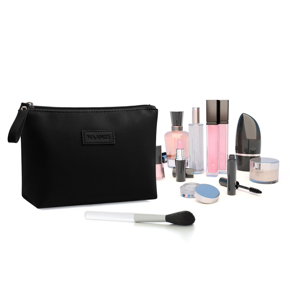 MAANGE cosmetic bag gift-ready black, stylish travel accessory.