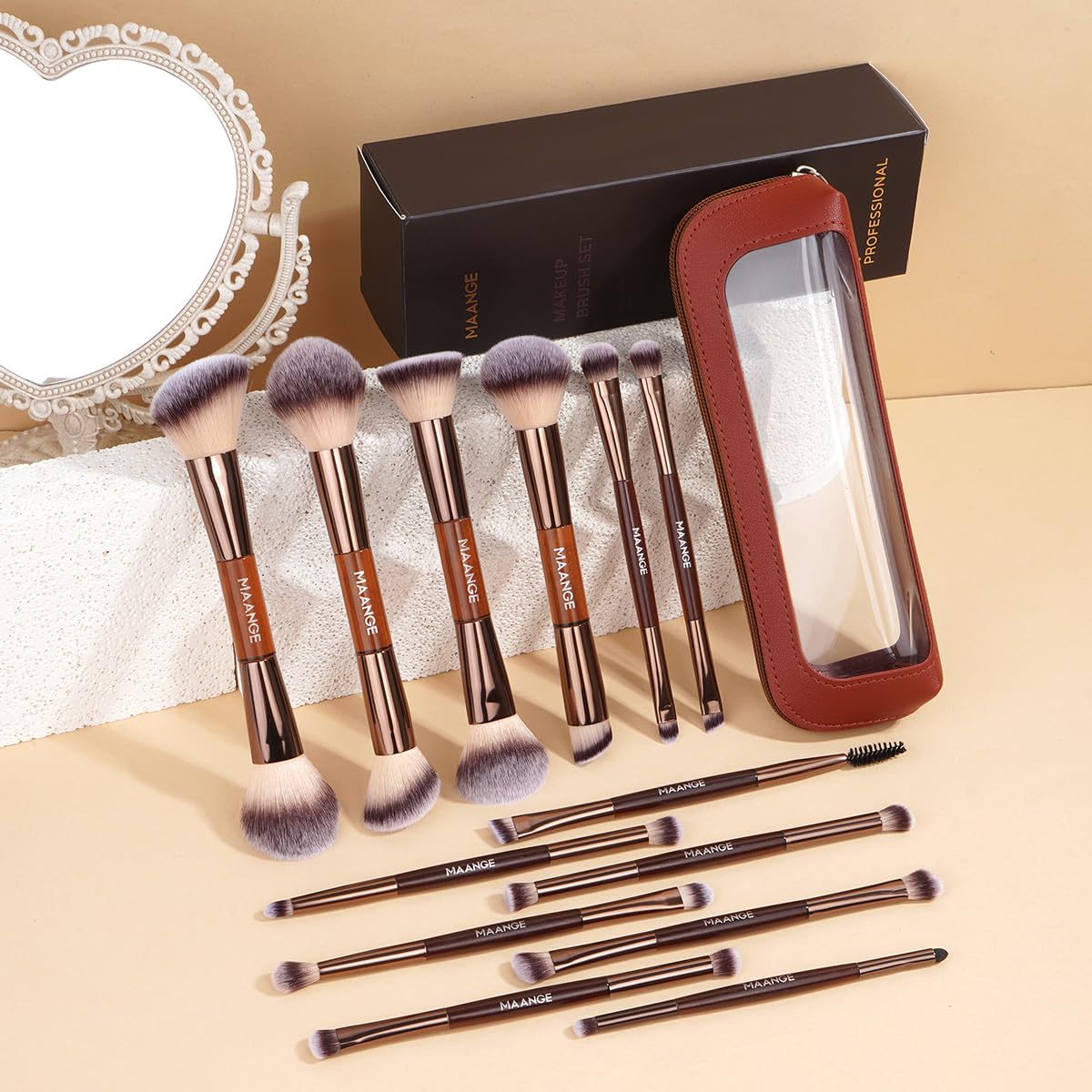 MAANGE double-ended foundation brush for smooth liquid foundation application.