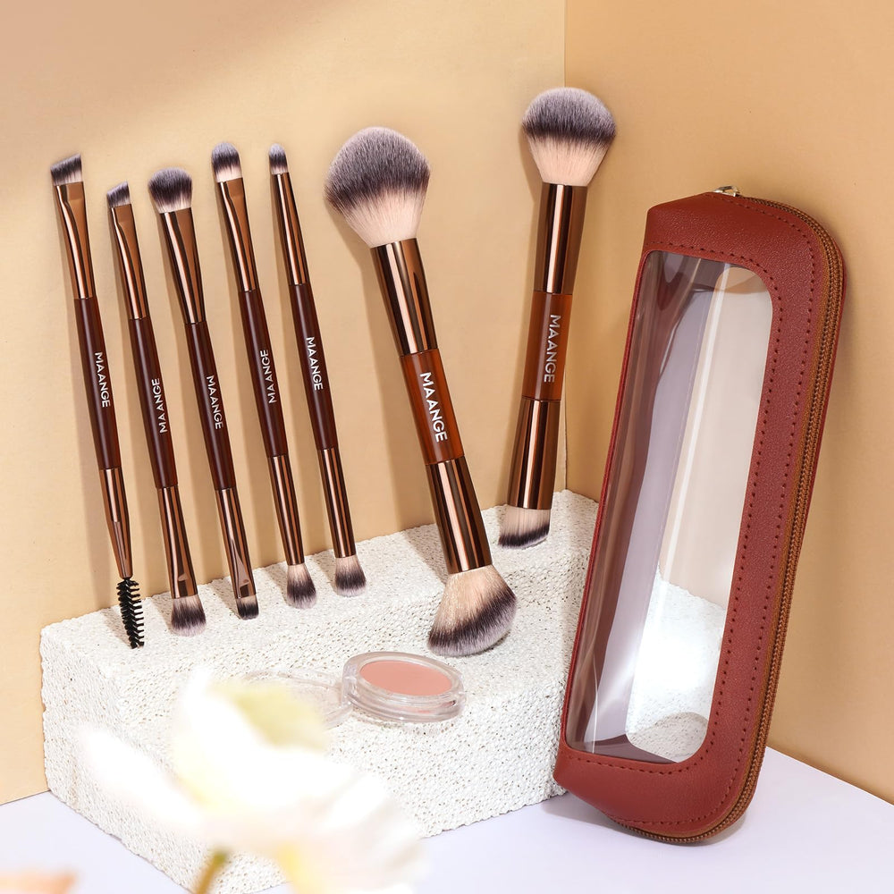 Dual-ended brush close-up showing precise base and contour control