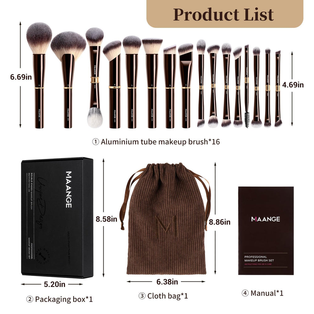 MAANGE dual-ended eye brushes offer versatile blending and detailing.