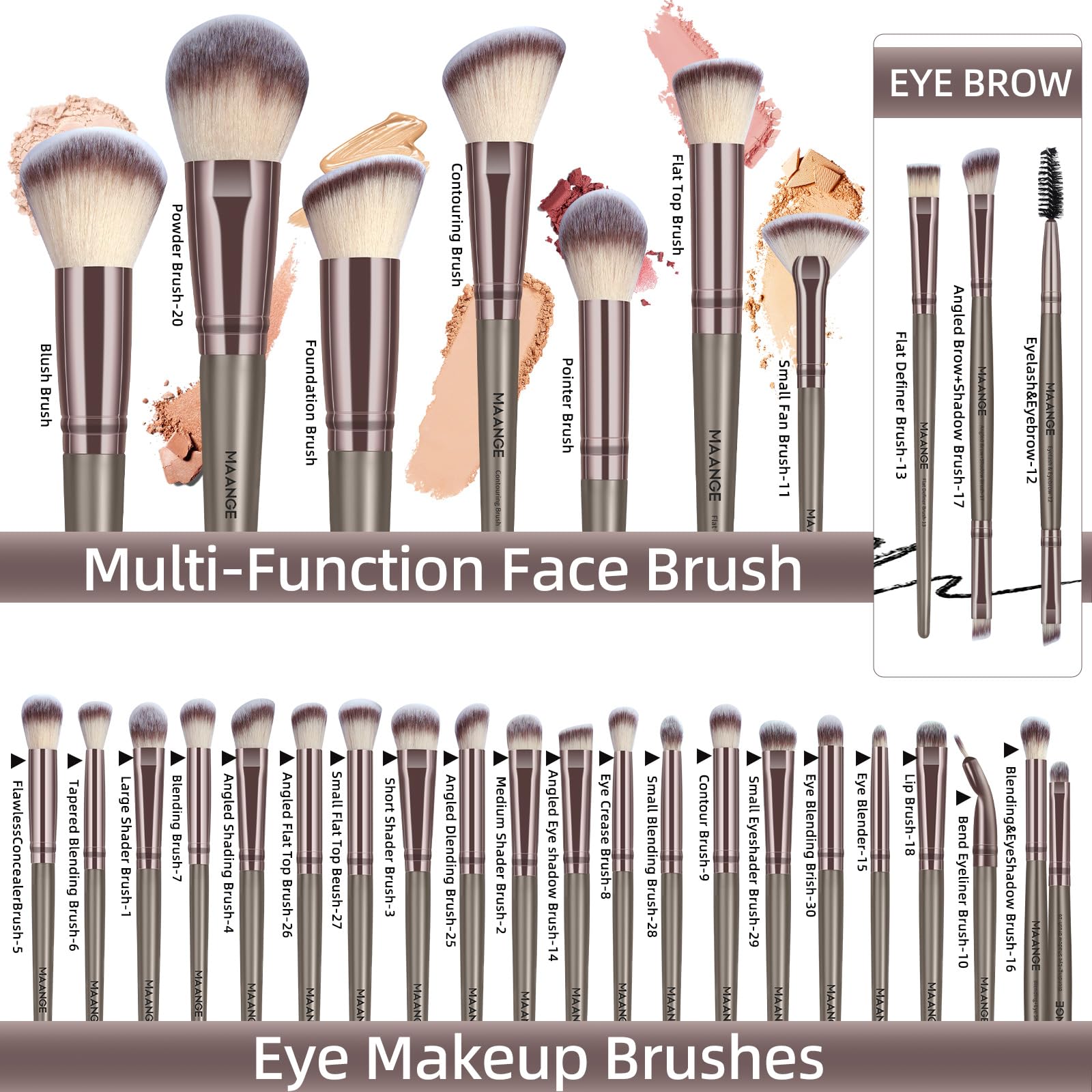 MAANGE eyeshadow brushes designed for precise blending and vibrant color