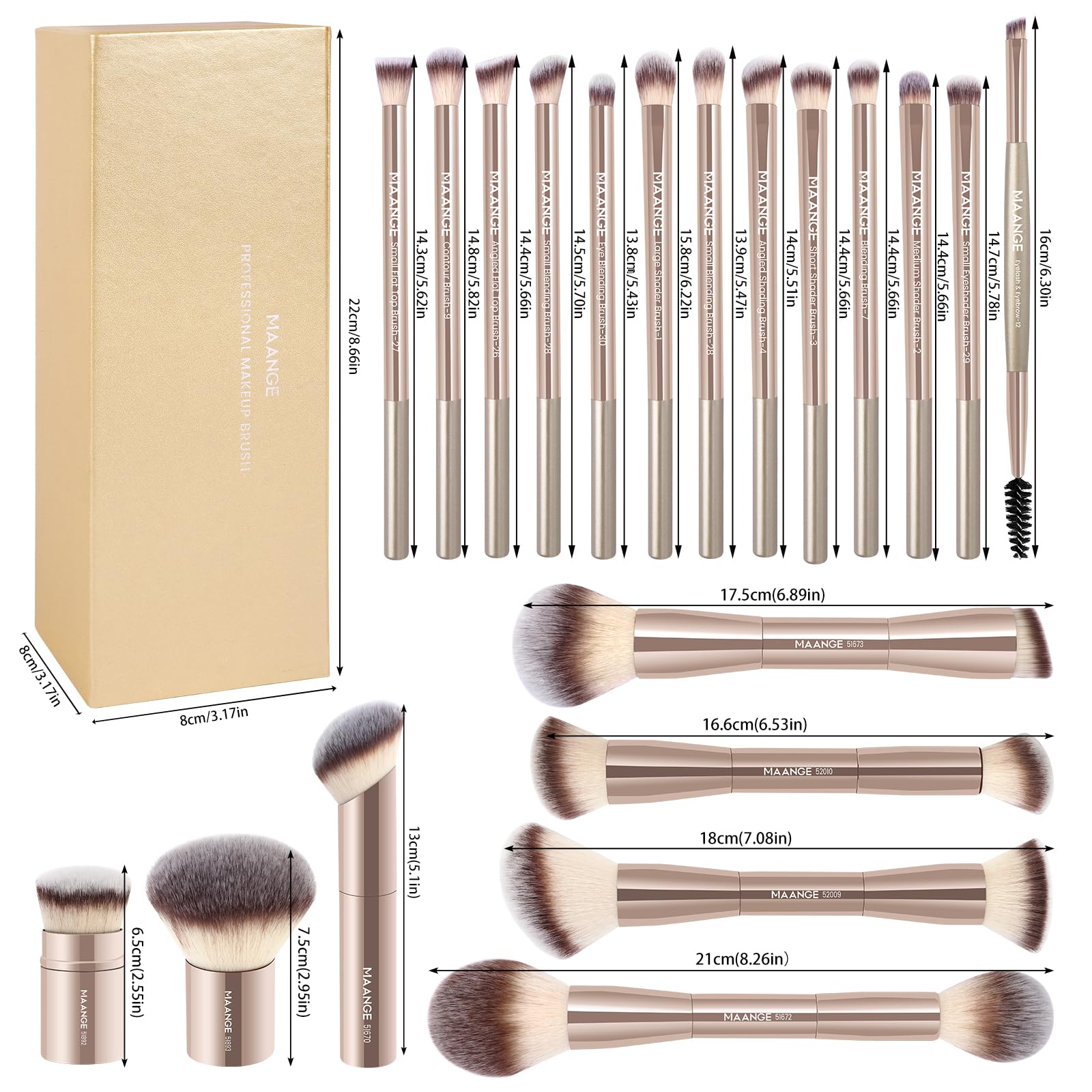 MAANGE gift box with champagne finish adds premium presentation.