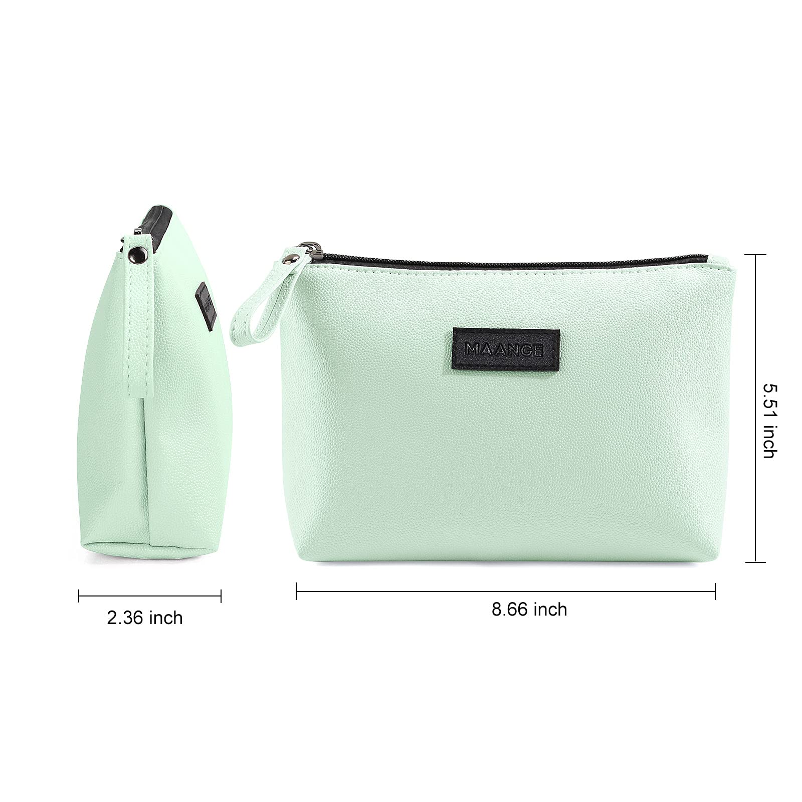 MAANGE green bag highlights sturdy metal zipper for durability