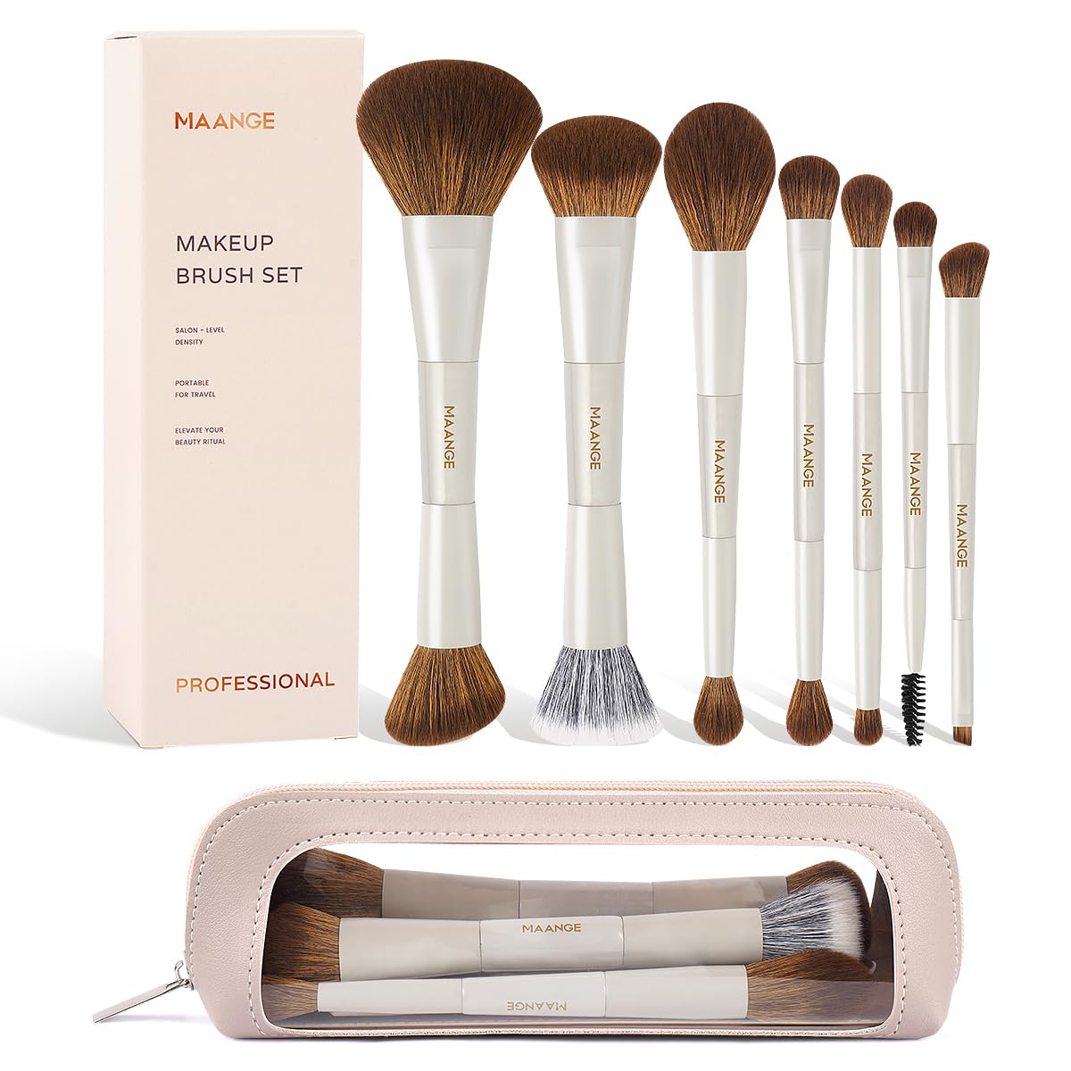 MAANGE makeup brush set, double-ended foundation brush for versatile coverage.