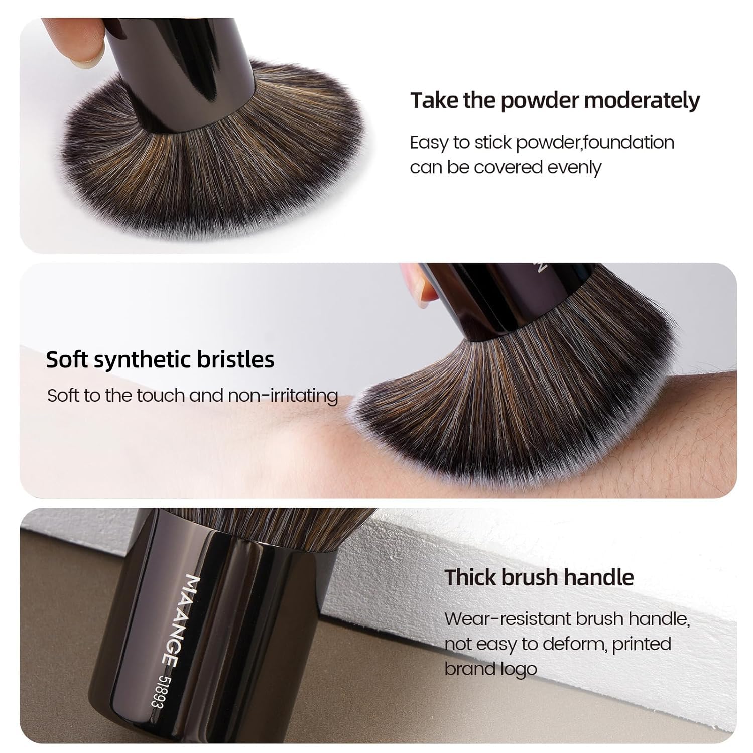 MAANGE portable black makeup brush set ideal for travel and touch-ups.
