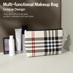 MAANGE khaki makeup bag open compartment showing main space for essentials