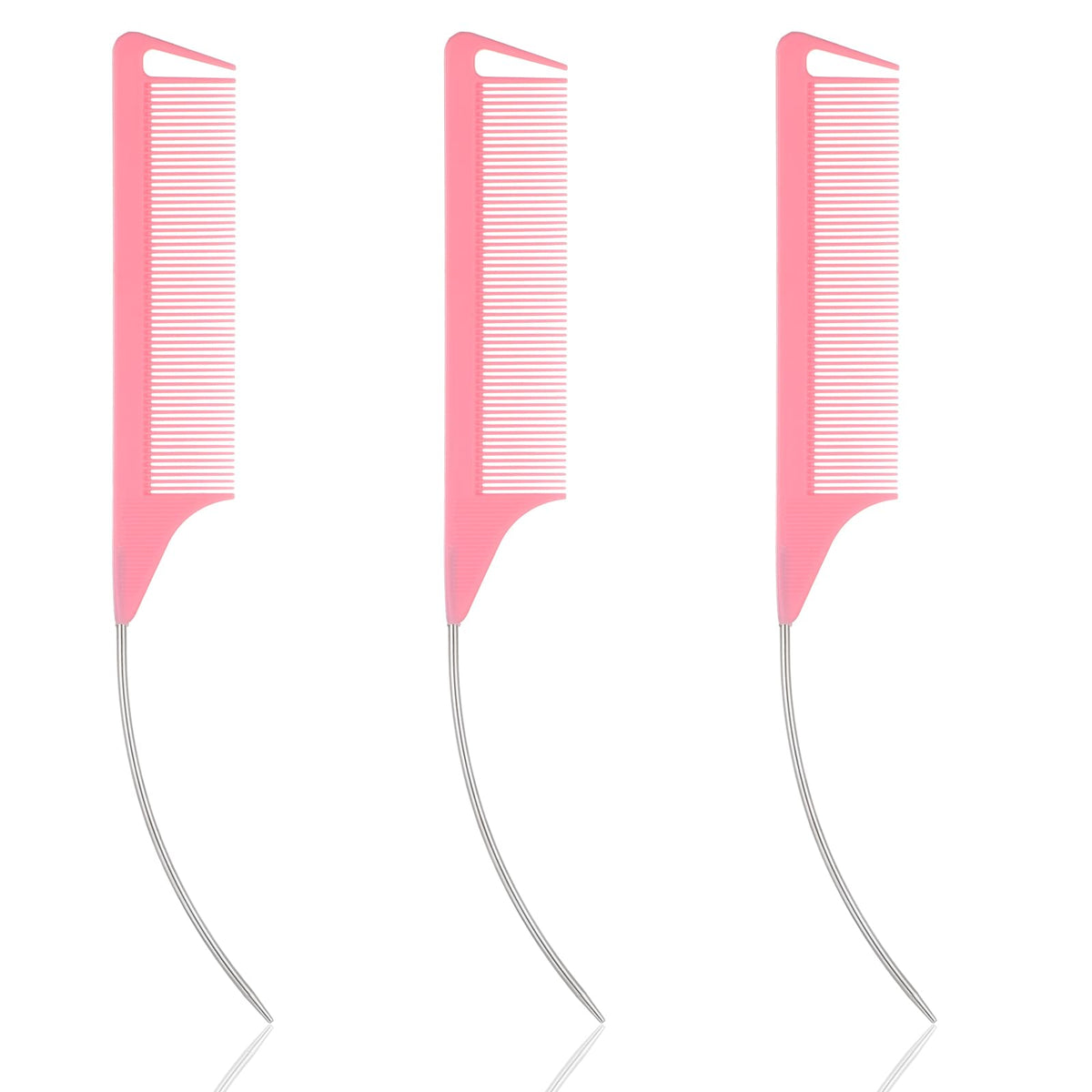 Mabor 3pc rat tail combs with curve-parting for precise sectioning.