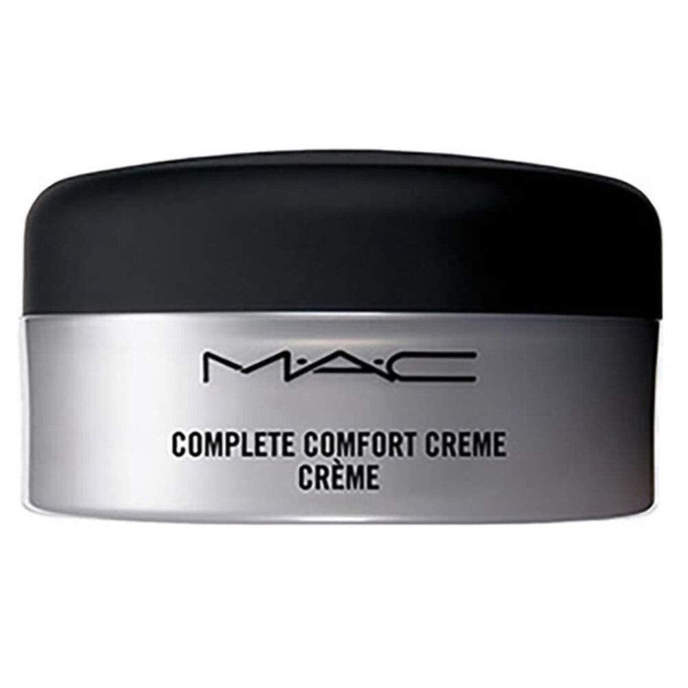 MAC Complete Comfort Creme jar close-up, ultra-creamy moisturizer soothing sensitive skin and restoring hydration.