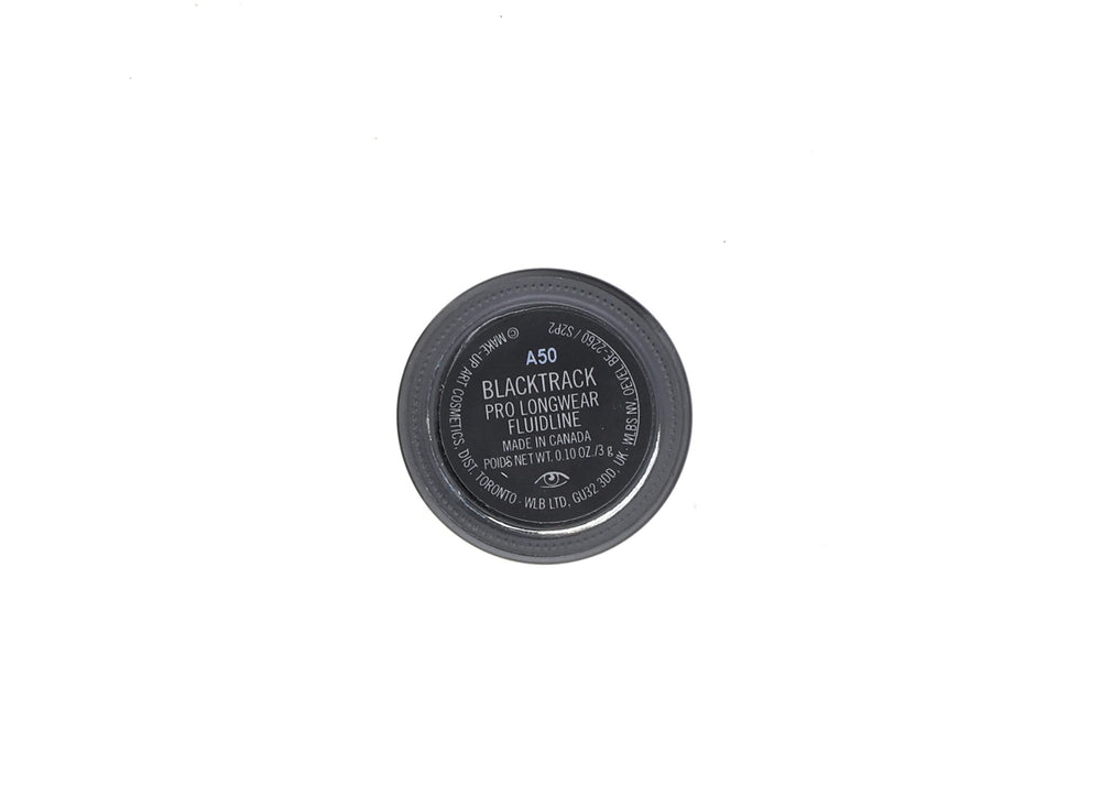 MAC Fluidline Blacktrack on eyelid demonstrates smooth, even glide for clean lines.
