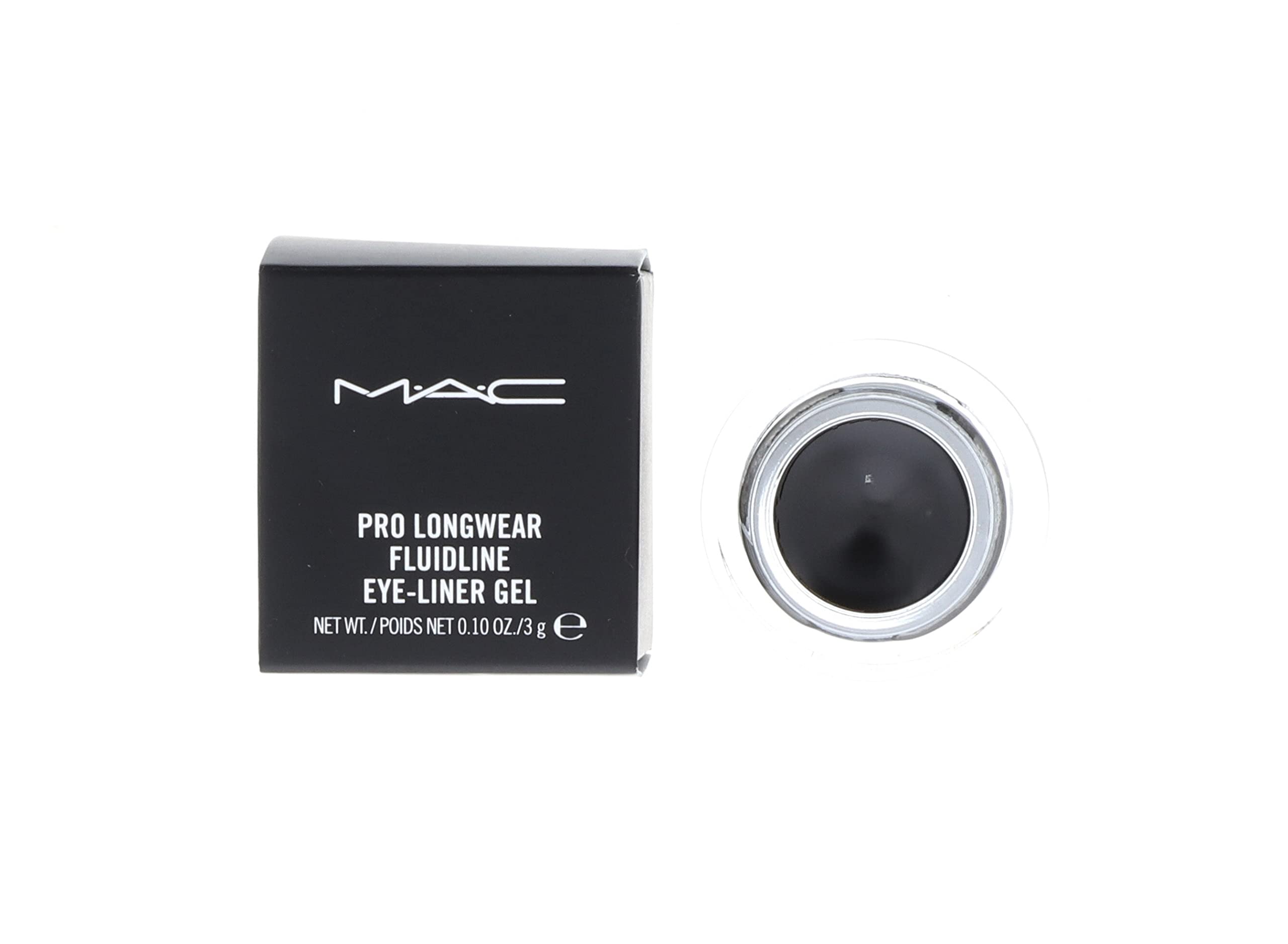 MAC Fluidline Blacktrack gel eyeliner close-up showing precise lines and rich pigment.