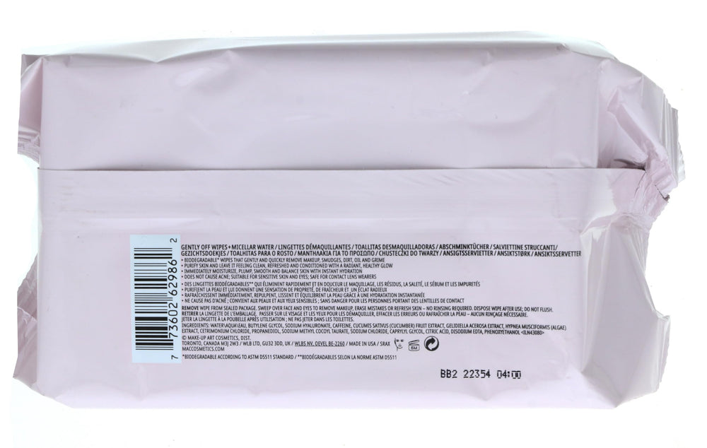 MAC Gently Off Wipes resealable lid keeps wipes fresh for quick touchups