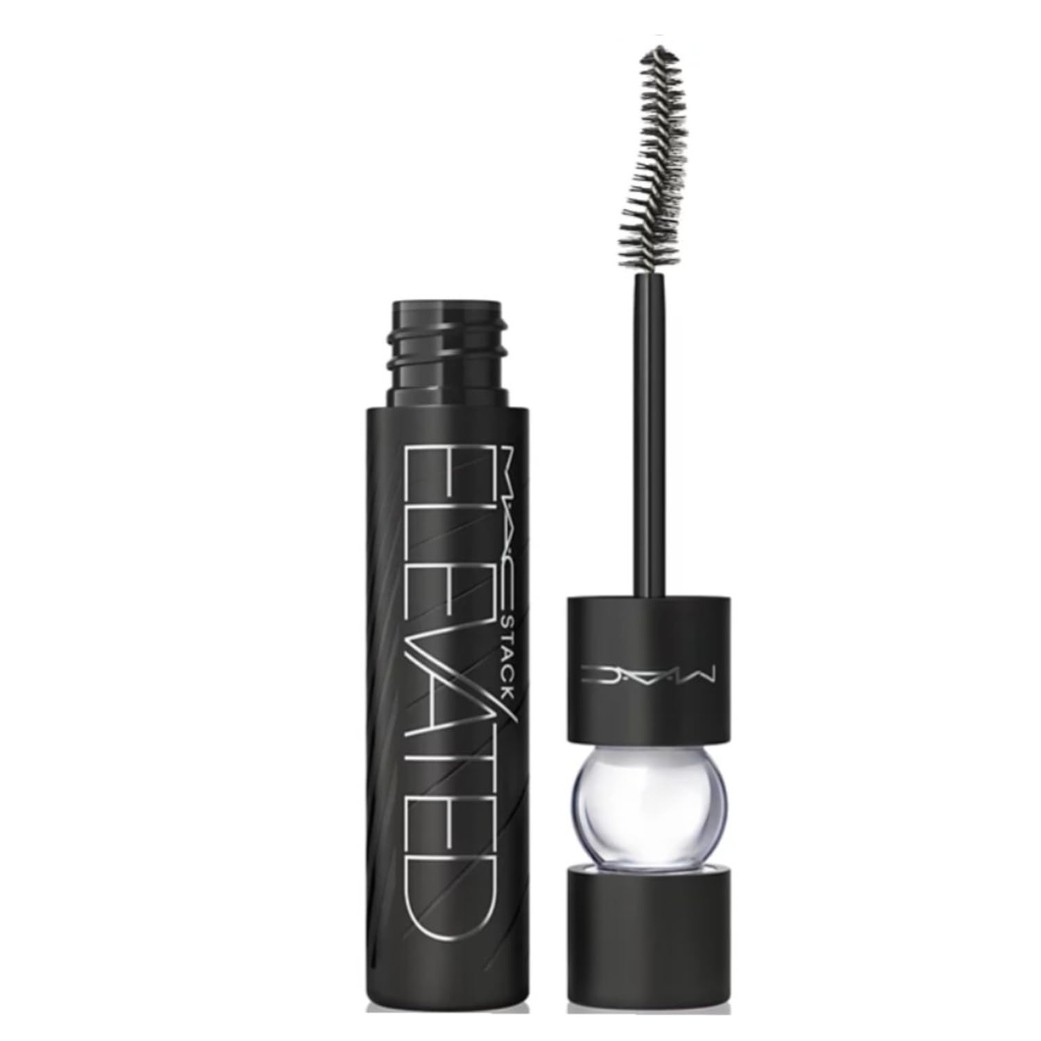 MAC MACStack Elevated Mascara Black Stack close-up wand showing buildable volume for lashes