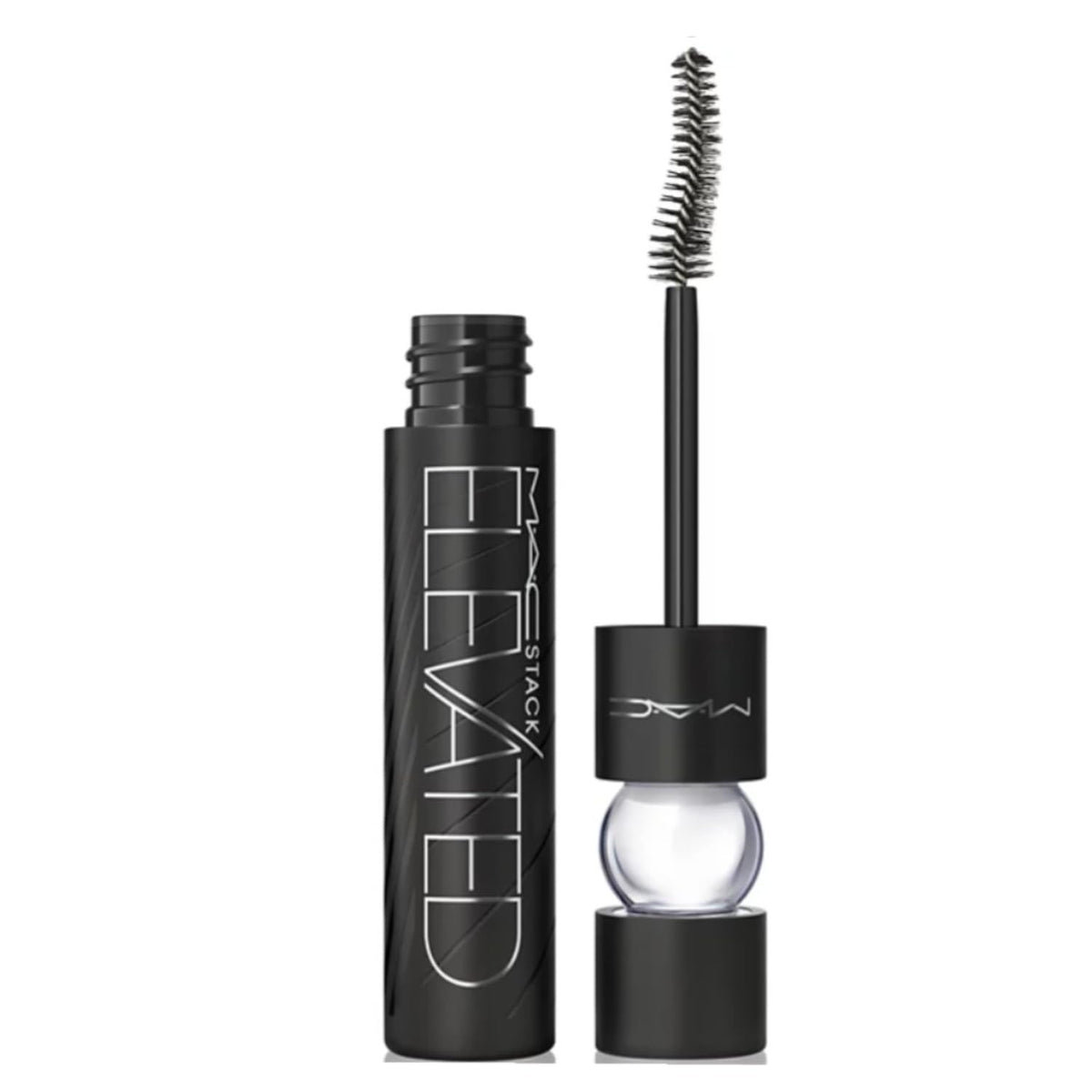 MAC MACStack Elevated Mascara Black Stack close-up wand showing buildable volume for lashes