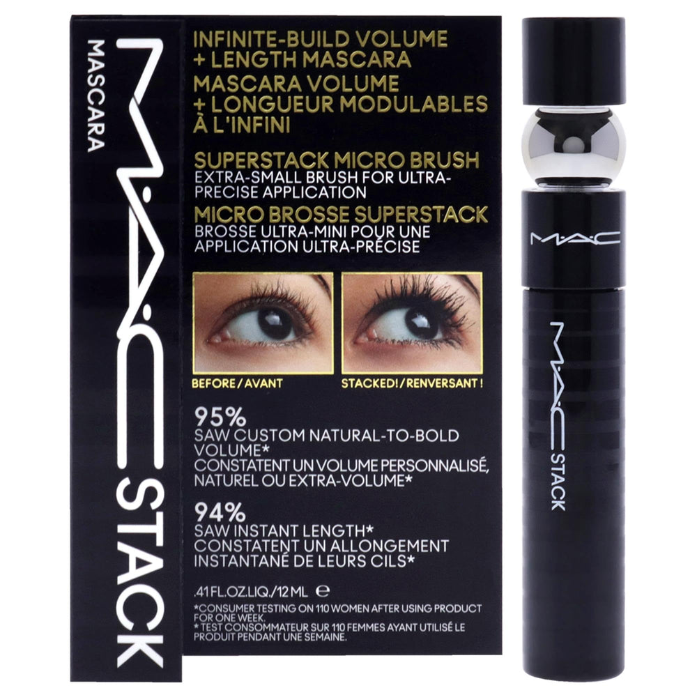 MacStack Mascara con mega cepillo para volumen inmediato y definición de pestañas