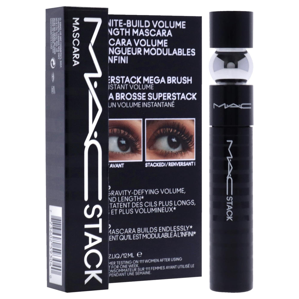 MAC Stack Mascara close-up showing clump-free definition.