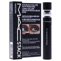 MAC Stack Mascara close-up showing clump-free definition.