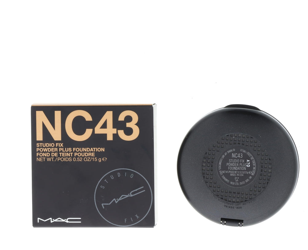 MAC Studio Fix Powder Plus Foundation matte finish swatches display even coverage.