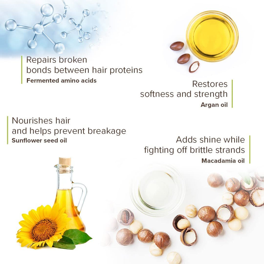 Macadamia Natural Oil Bond Repair Masque on finished hair showing shine and strength