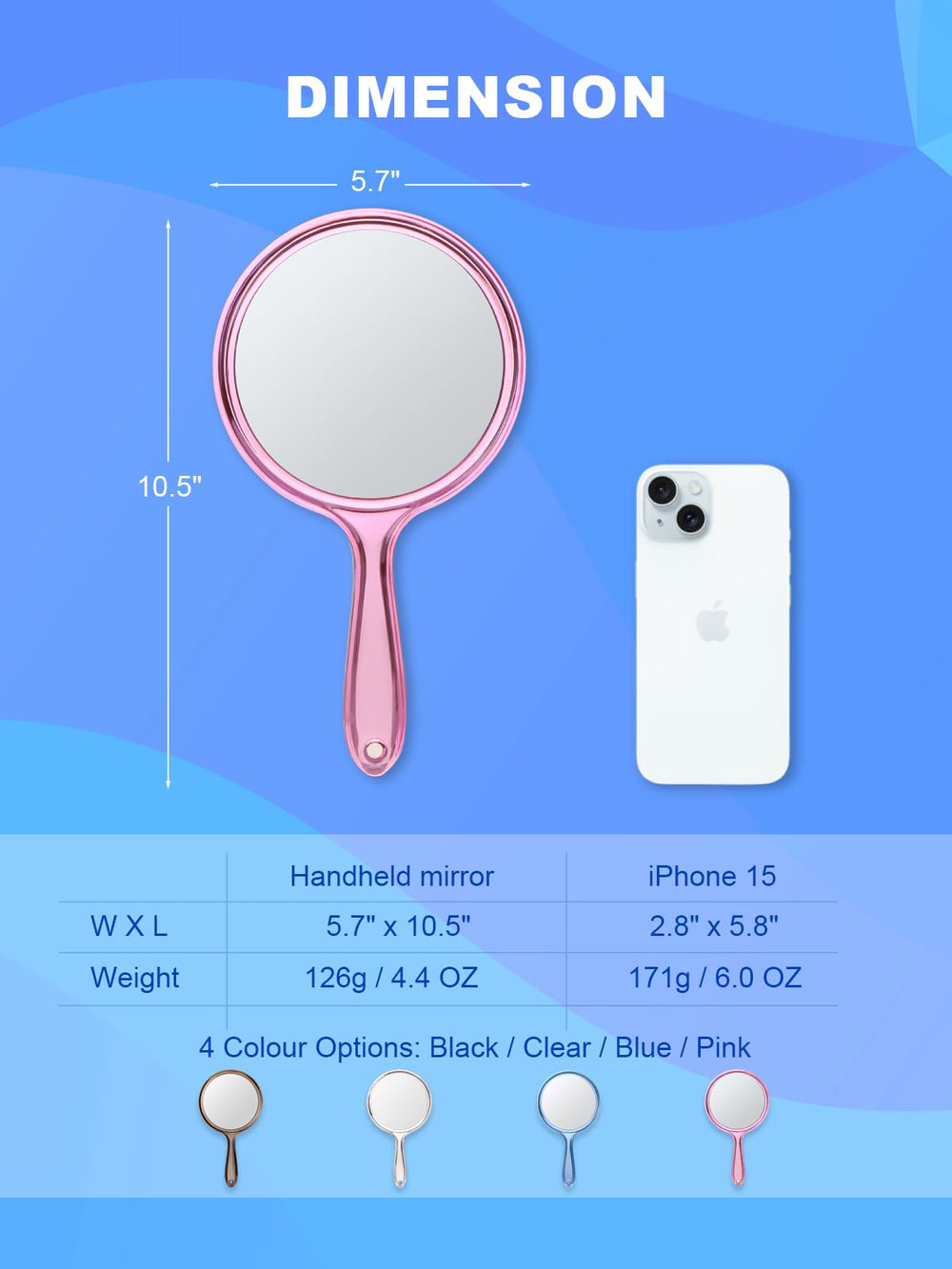 Macaki mirror with hanging hole for two-way bathroom vanity use.
