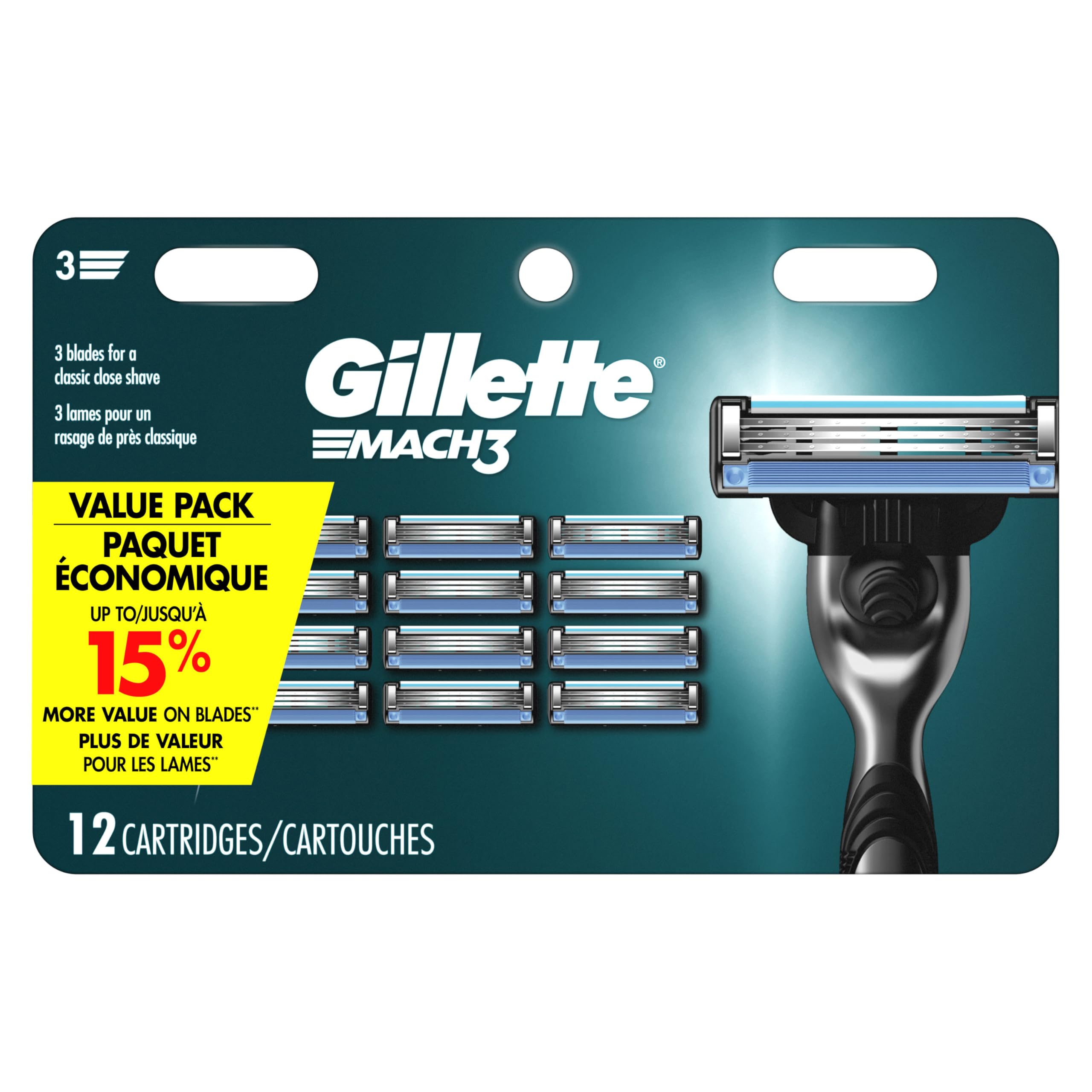Mach3 razor refills pack for quick, convenient daily grooming.