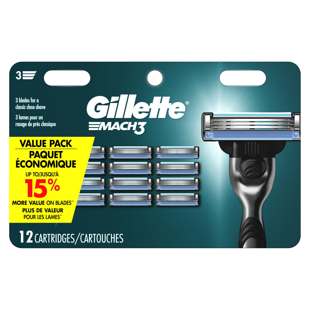 Mach3 razor refills pack for quick, convenient daily grooming.