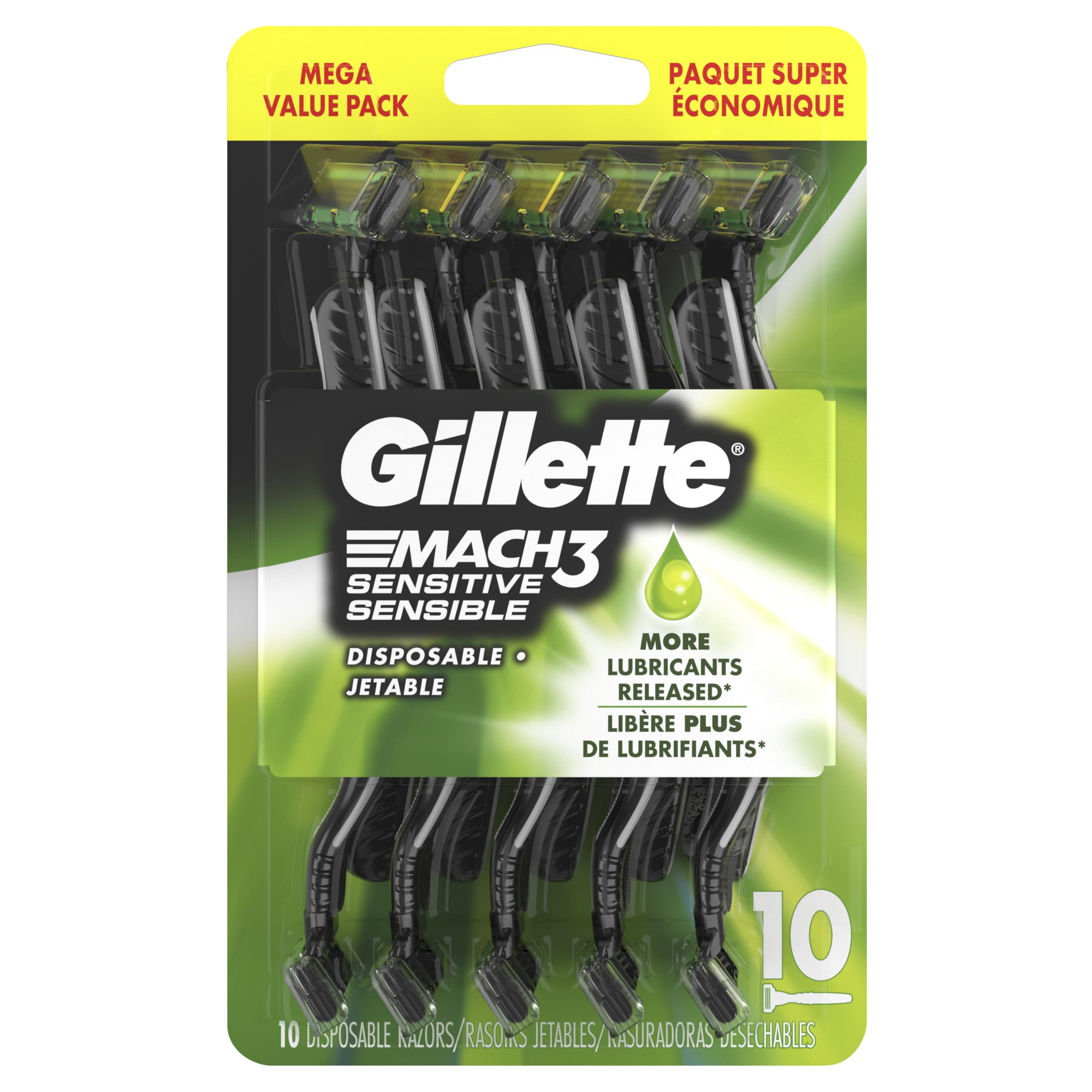 Mach3 Sensitive razor easy-to-grip ergonomic handle for control.