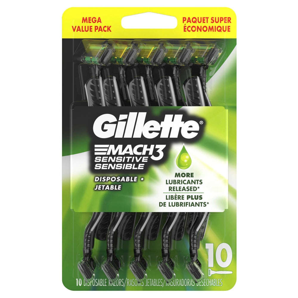 Mach3 Sensitive razor easy-to-grip ergonomic handle for control.
