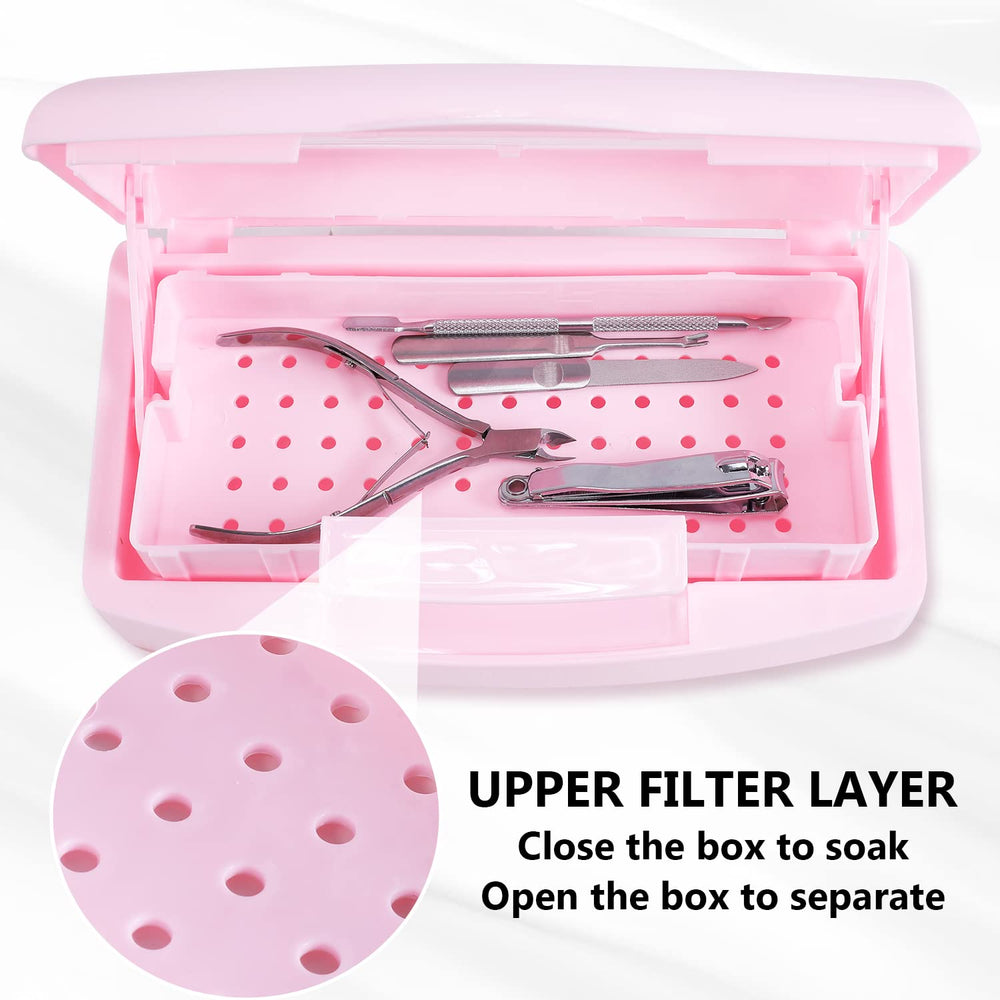 Nail art tool disinfection tray ideal for salons and home use.