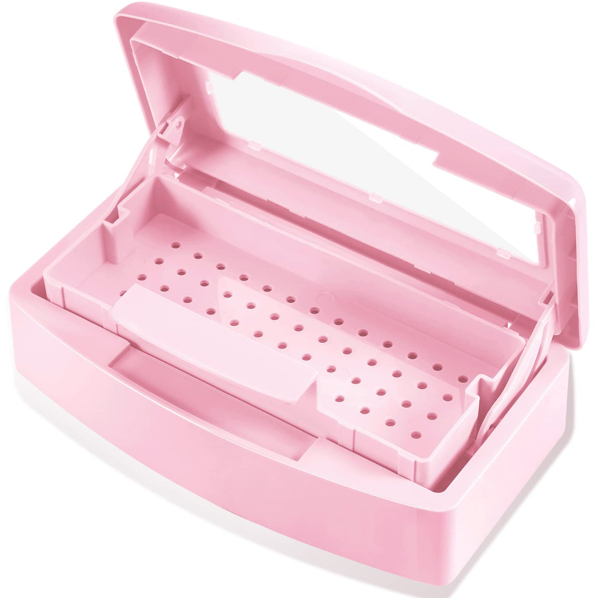 Machine-Ya pink plastic sterilizing tray for safe, odor-free tool disinfection.