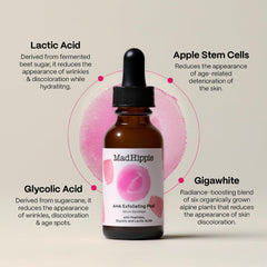 Mad Hippie AHA Exfoliating Peel peptides closeup highlights Matrixyl Synthe'6 and other actives.