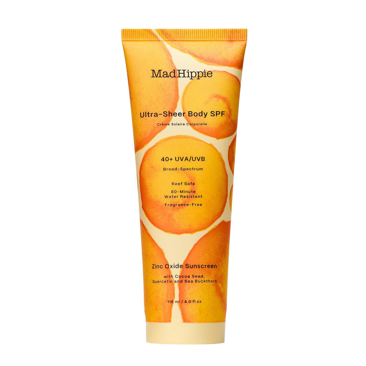 Mad Hippie protector solar corporal SPF 40, botella lista para uso diario.
