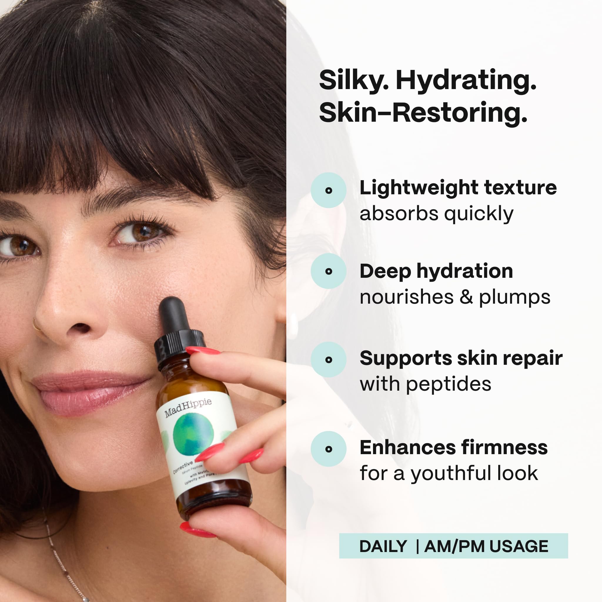 Mad Hippie Corrective Peptide Serum with quinoa extract promotes moisture retention