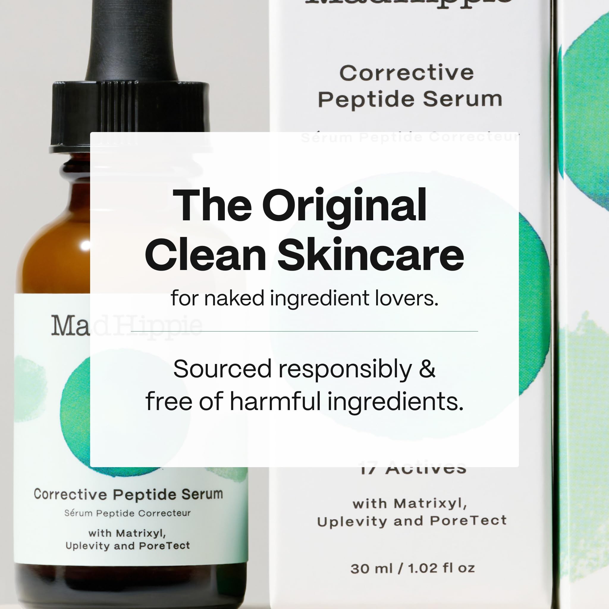Mad Hippie Corrective Peptide Serum mushroom polysaccharide supports plump, refreshed skin