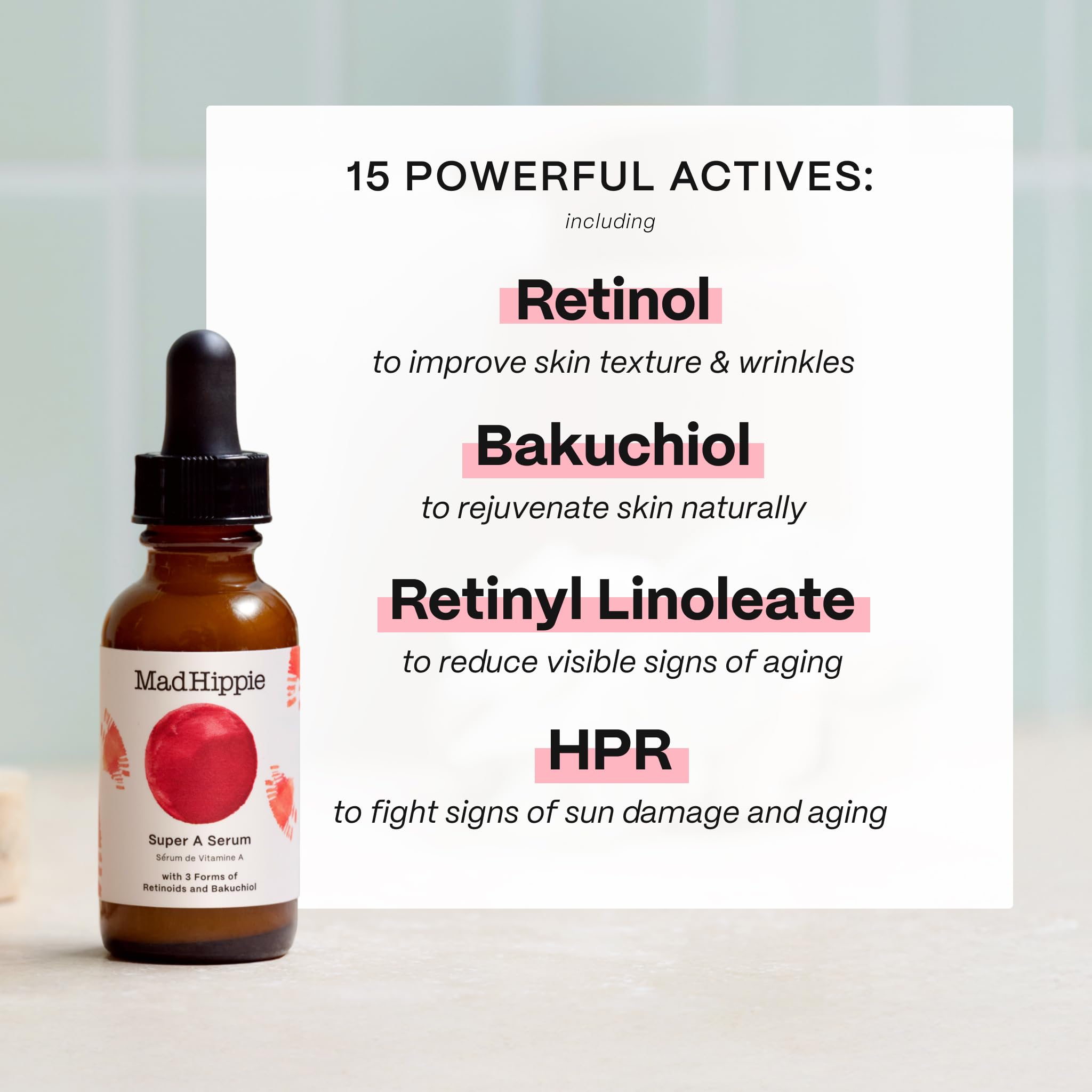 Mad Hippie Super A Serum being applied to cheek for smoother texture.