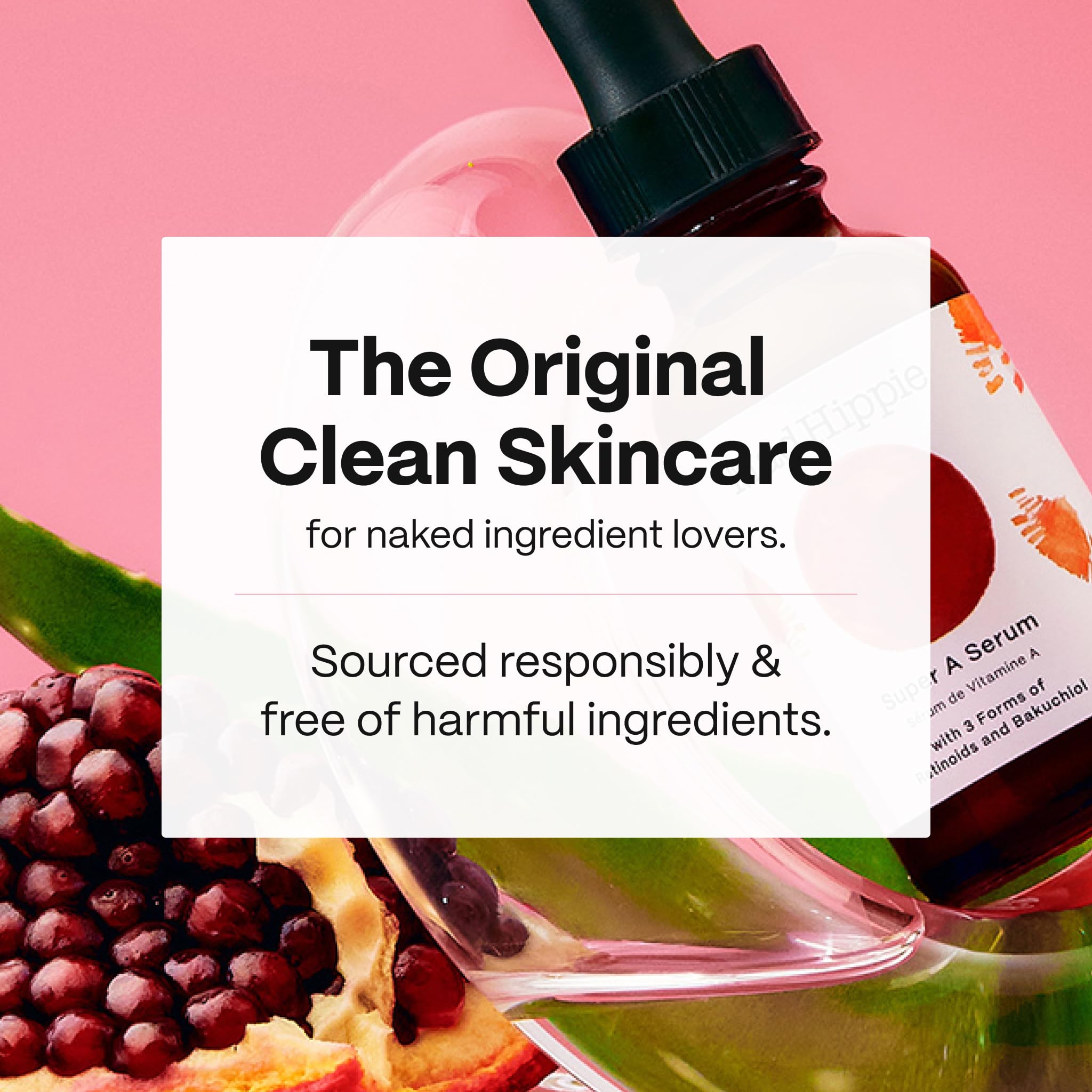 Close up of Mad Hippie Super A Serum bottle with eco packaging details.