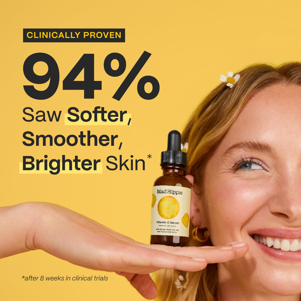 Mad Hippie Vitamin C Serum dropper ready for daily brightening application