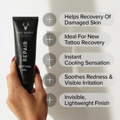 Mad Rabbit aloe vera refrescante para piel tatuada, sensación de frescura y alivio.